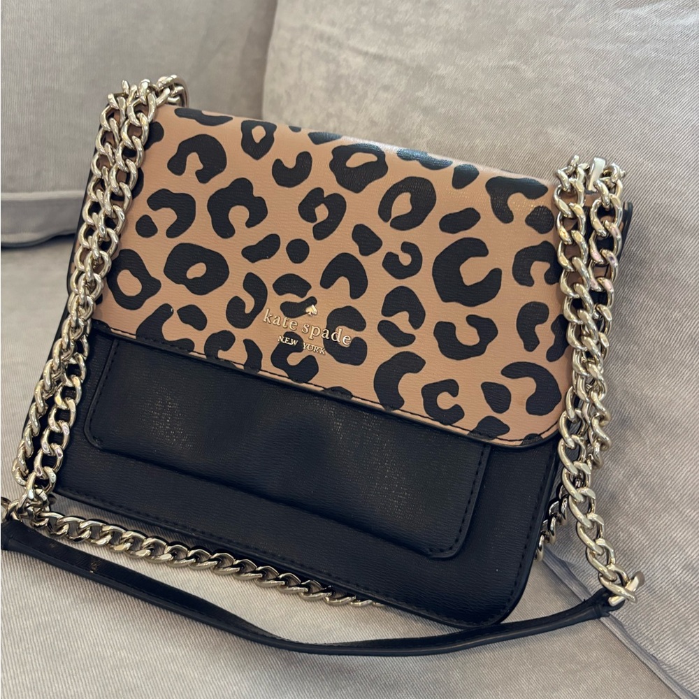 Kate Spade Tan and Black Leopard Crossbody Bag